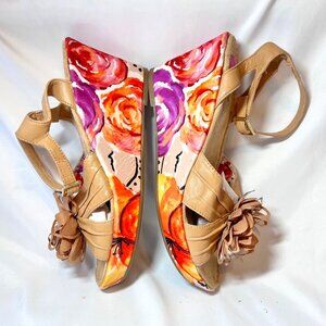 Bromdstad Nelia-Naturalizer Women's 3 1/2" Wedge Heels Sandals-Sz. 8 1/2-Floral